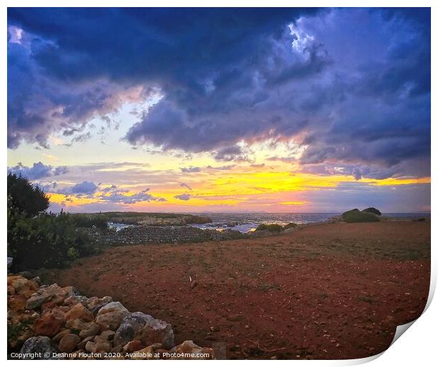 Dramatic Sunset over San Adeodato Menorca  Print by Deanne Flouton