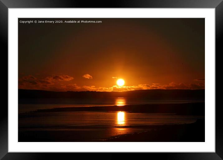 Sunset Over North Gower Framed Mounted Print by Jane Emery