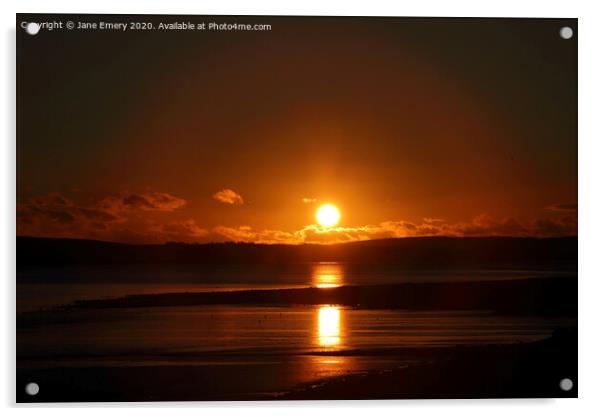 Sunset Over North Gower Acrylic by Jane Emery