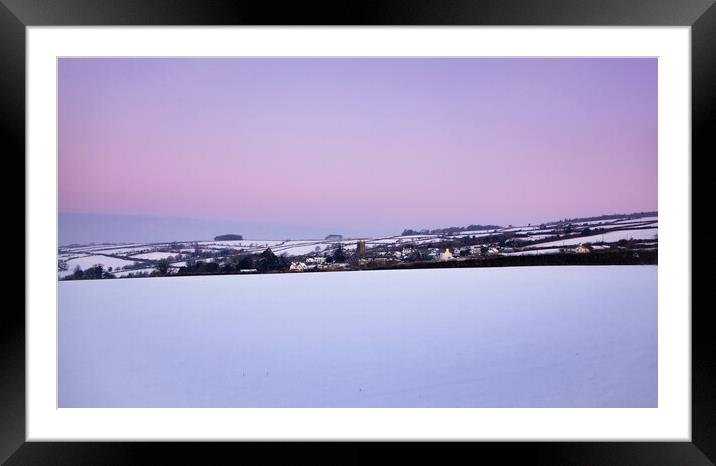  A snowy Dawn, Milton Abbot, Tavistock, Devon. Framed Mounted Print by Maggie McCall