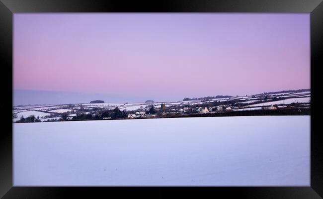  A snowy Dawn, Milton Abbot, Tavistock, Devon. Framed Print by Maggie McCall