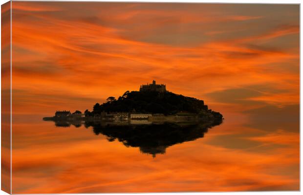 St Michaels Mount reflected 2 Canvas Print by Oxon Images