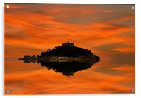 St Michaels Mount reflected 2 Acrylic by Oxon Images