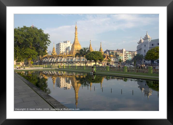 Sule Pagoda, Framed Mounted Print by Kevin Hellon