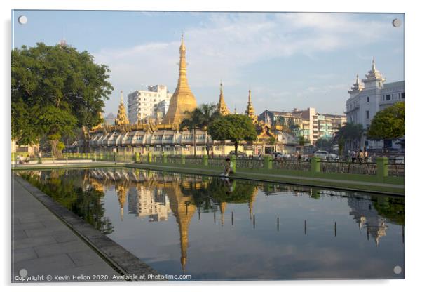 Sule Pagoda, Acrylic by Kevin Hellon