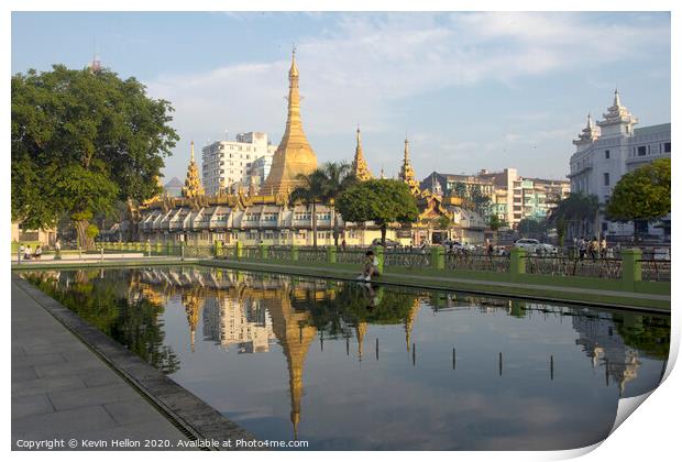 Sule Pagoda, Print by Kevin Hellon