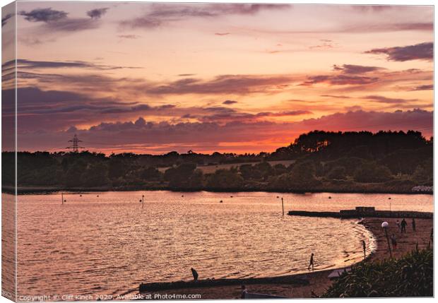 Sunset Lytchett Bay Dorset Canvas Print by Cliff Kinch