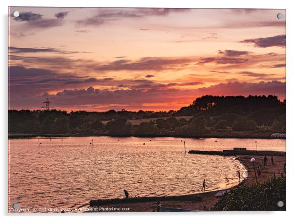 Sunset Lytchett Bay Dorset Acrylic by Cliff Kinch