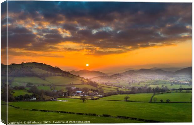 Sunset over the Berwyn mountains Canvas Print by Bill Allsopp