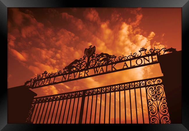 Anfield gates Framed Print by Kevin Elias
