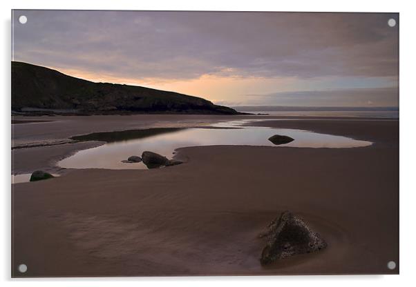 Dunraven Bay Dawn Acrylic by Wayne Molyneux