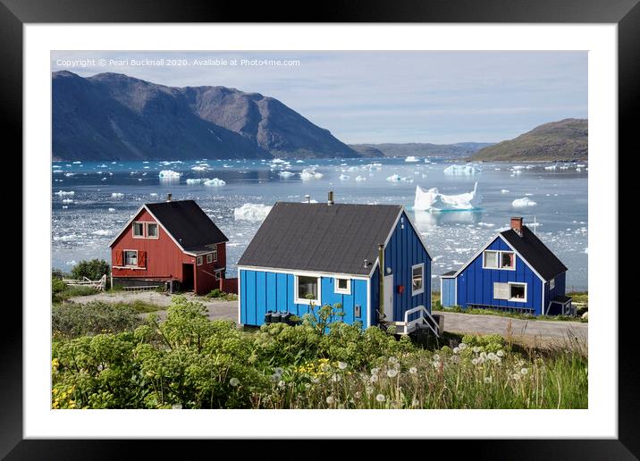 Narsaq Houses Greenland Framed Mounted Print by Pearl Bucknall