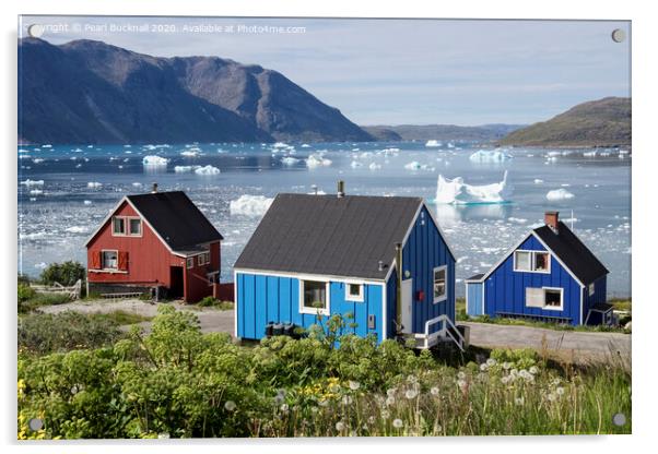 Narsaq Houses Greenland Acrylic by Pearl Bucknall