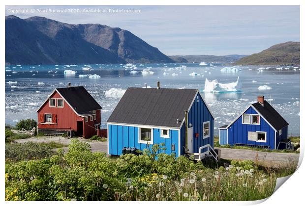 Narsaq Houses Greenland Print by Pearl Bucknall