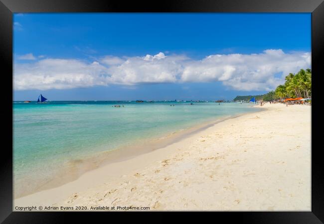 White Beach Boracay Philippines Framed Print by Adrian Evans