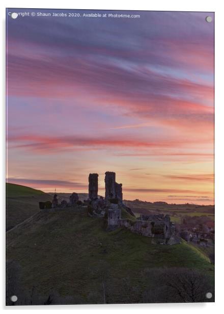 Corfe Castle Sunrise  Acrylic by Shaun Jacobs