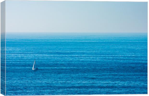 sailboat sailing in the middle of the ocean Canvas Print by David Galindo