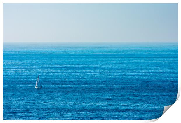 sailboat sailing in the middle of the ocean Print by David Galindo