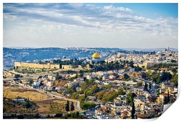City of Jerusalem from one of the surrounding hills, Israel. Print by Peter Bolton