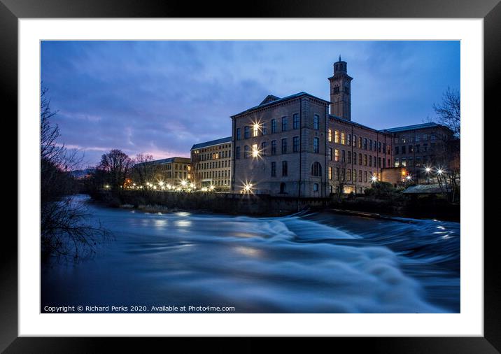 Salts Mill - Daybreak in Saltaire Framed Mounted Print by Richard Perks