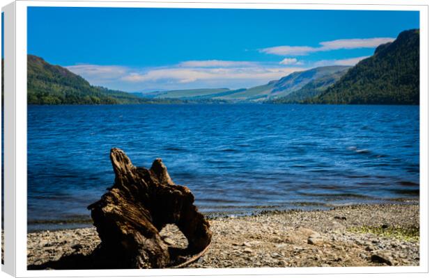 View down Ullswater in the Lake District Canvas Print by Peter Taylor
