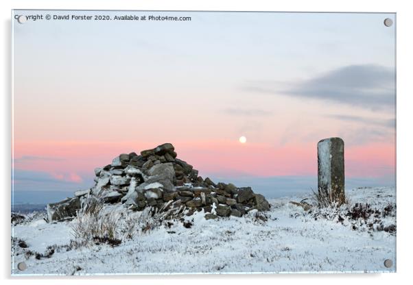 A “Cold Moon” Rising Above Long Man Currick, County Durham,  Acrylic by David Forster