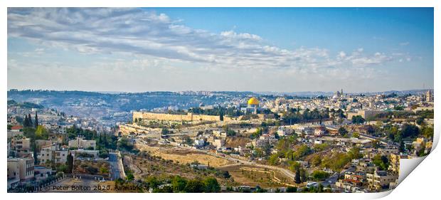 Panoramic view of the City of Jerusalem from one of the surrounding hills, Israel. Print by Peter Bolton