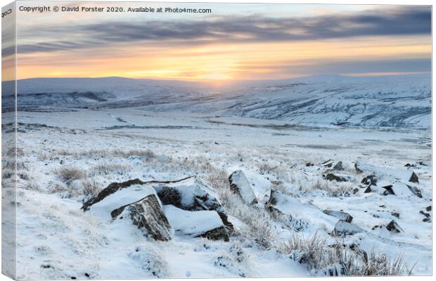 North Pennines Winter Sunset, Upper Teesdale, County Durham, UK Canvas Print by David Forster