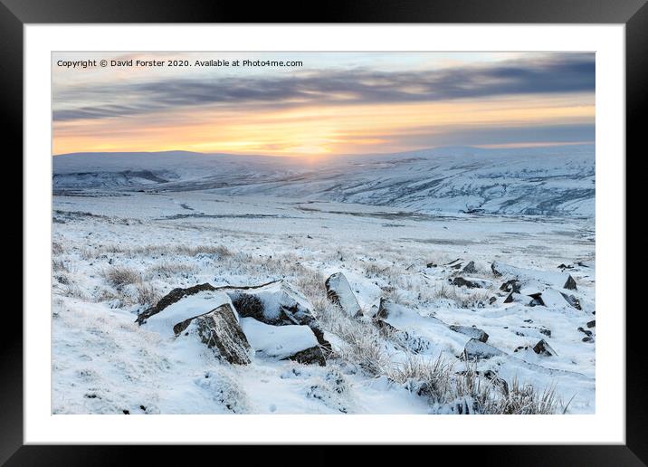 North Pennines Winter Sunset, Upper Teesdale, County Durham, UK Framed Mounted Print by David Forster
