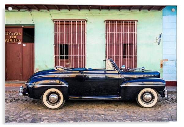 Vintage American Mercury car in Cuba Acrylic by Phil Crean