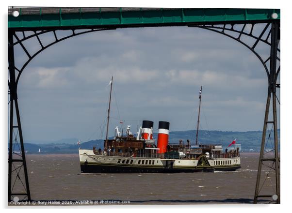 PS Waverly coming into Clevedon Pier Acrylic by Rory Hailes