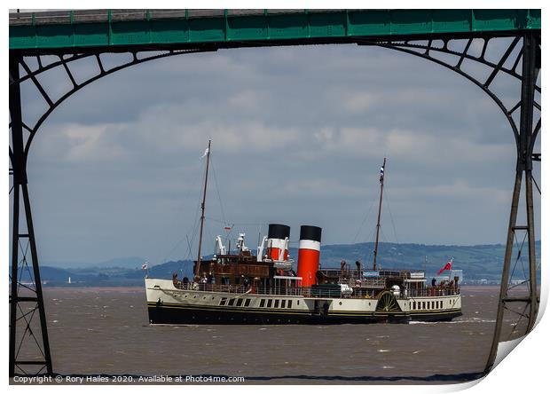 PS Waverly coming into Clevedon Pier Print by Rory Hailes