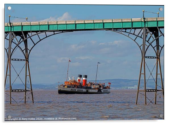PS Waverly coming into the Clevedon Pier Acrylic by Rory Hailes