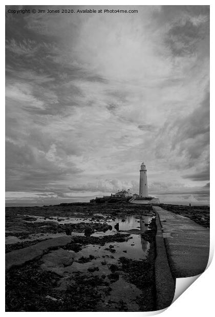 Early morning reflections at St Mary's Island B&W Print by Jim Jones