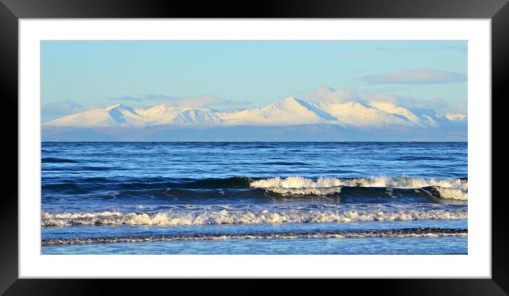 Isle of Arran snow covered mountains in Winter Framed Mounted Print by Allan Durward Photography