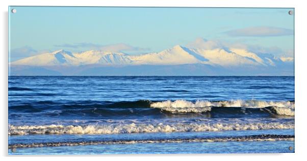 Isle of Arran snow covered mountains in Winter Acrylic by Allan Durward Photography