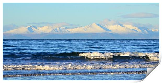 Isle of Arran snow covered mountains in Winter Print by Allan Durward Photography