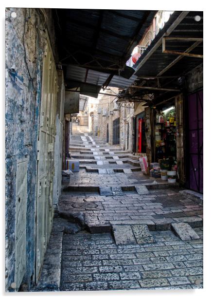 An alley in the Old City, Jerusalem, Israel. Acrylic by Peter Bolton
