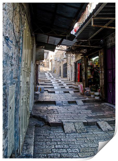 An alley in the Old City, Jerusalem, Israel. Print by Peter Bolton
