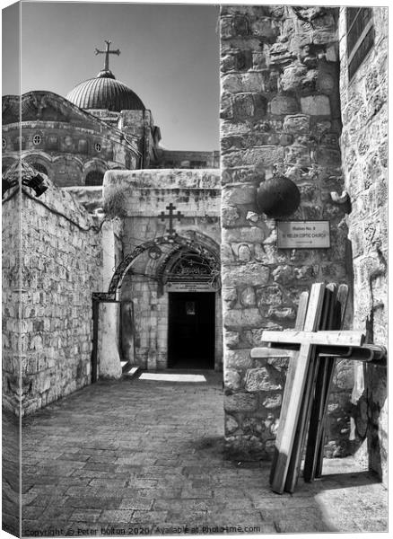 Entrance to St. Anthony Coptic Monastery (AD 325), Old City, Jerusalem, Israel. Canvas Print by Peter Bolton