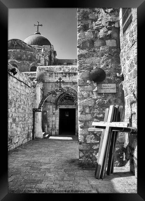 Entrance to St. Anthony Coptic Monastery (AD 325), Old City, Jerusalem, Israel. Framed Print by Peter Bolton