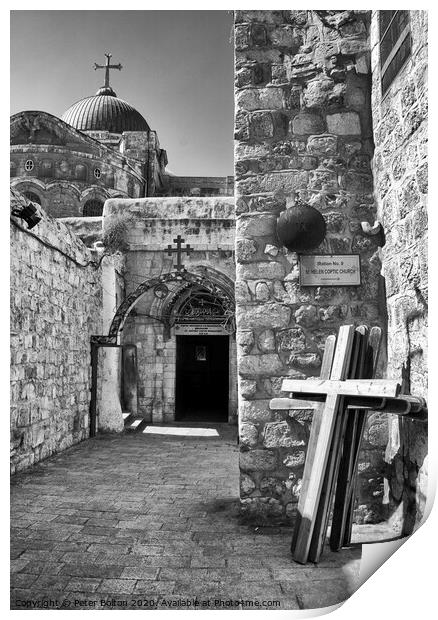 Entrance to St. Anthony Coptic Monastery (AD 325), Old City, Jerusalem, Israel. Print by Peter Bolton