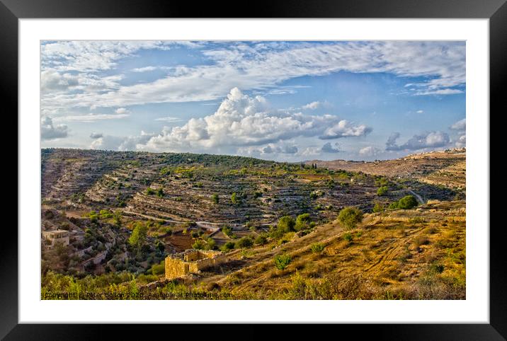 West Bank landscape, Israel. Framed Mounted Print by Peter Bolton