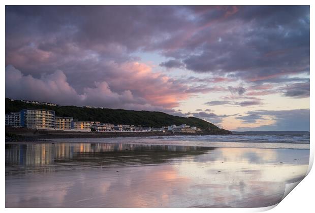 Westward Ho seafront at Sunset Print by Tony Twyman