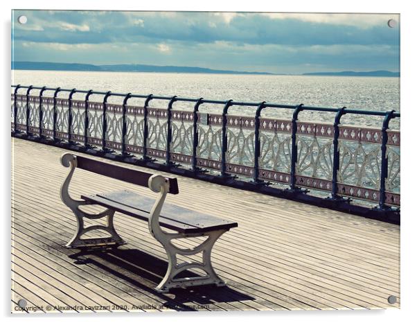 Waiting On Penarth Pier Acrylic by Alexandra Lavizzari