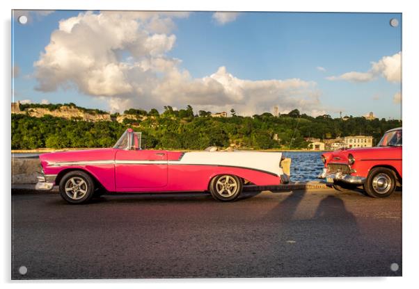 Open top American 1950s car, Havana Cuba Acrylic by Phil Crean