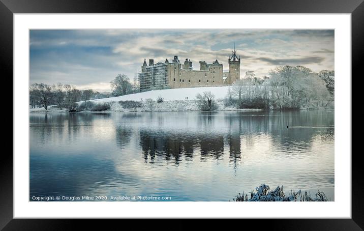 Linlithgow Palace in Winter Framed Mounted Print by Douglas Milne