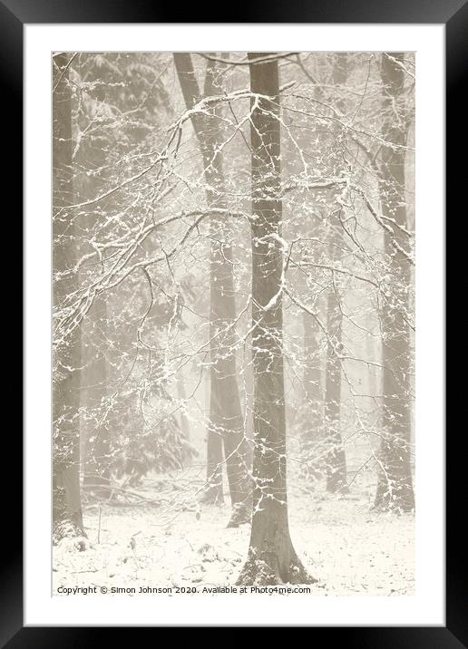 snowy woodland Framed Mounted Print by Simon Johnson