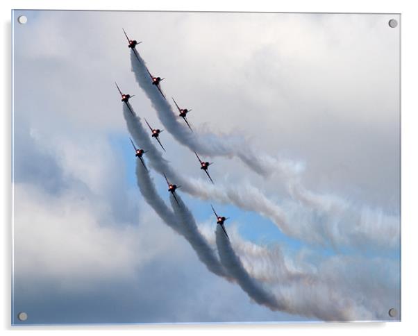 Red arrows in formation Acrylic by Richie Miles