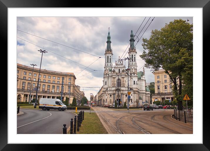 Warsaw, Poland - June 01, 2017: Church of the Holiest Saviour, plac Zbawiciela, Saviour Square, Srodmiescie Poludniowe located in Central Europe against cloudy sky Framed Mounted Print by Arpan Bhatia